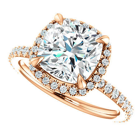 Cushion Moissanite Halo Engagement Ring