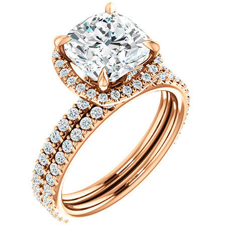 Cushion Moissanite Halo Engagement Ring