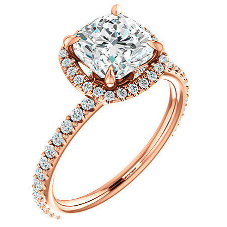 Cushion Moissanite Halo Engagement Ring