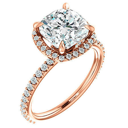 Cushion Moissanite Halo Engagement Ring
