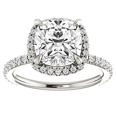 Cushion Moissanite Halo Engagement Ring