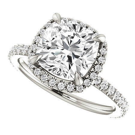 Cushion Moissanite Halo Engagement Ring