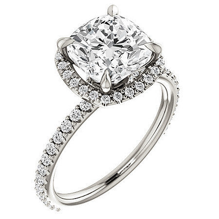 Cushion Moissanite Halo Engagement Ring