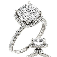 Cushion Moissanite Halo Engagement Ring