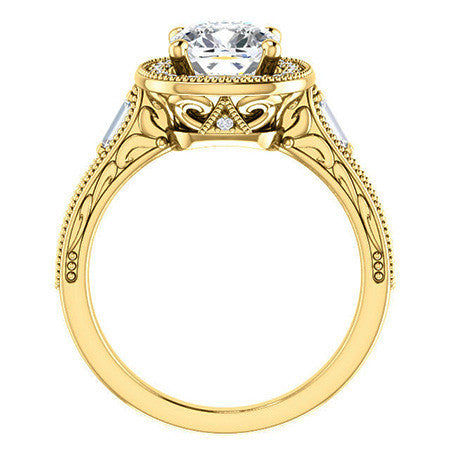Cushion Moissanite Antique Halo Engagement Ring