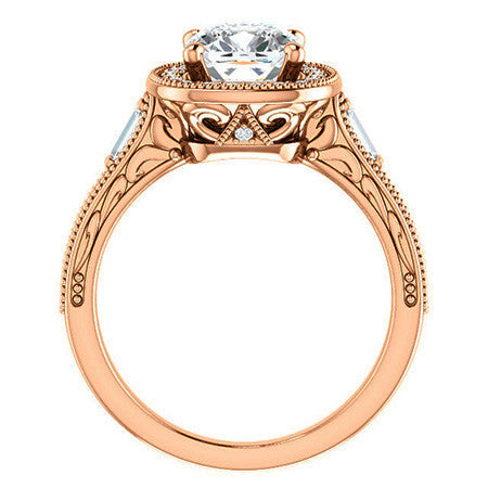 Cushion Moissanite Antique Halo Engagement Ring