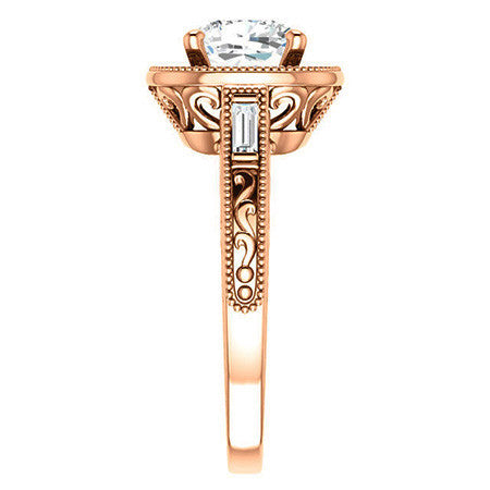 Cushion Moissanite Antique Halo Engagement Ring