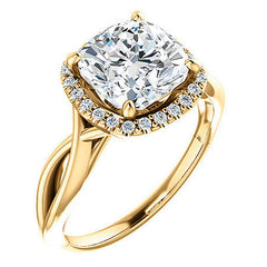 Cushion Moissanite Infinity Halo Cathedral Engagement Ring