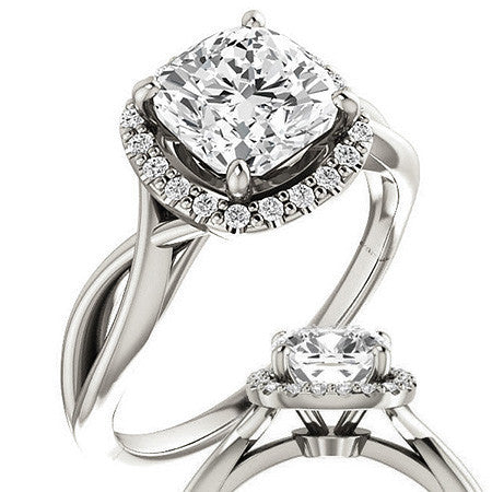 Cushion Moissanite Infinity Halo Cathedral Engagement Ring