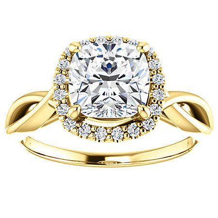 Cushion Moissanite Infinity Halo Cathedral Engagement Ring