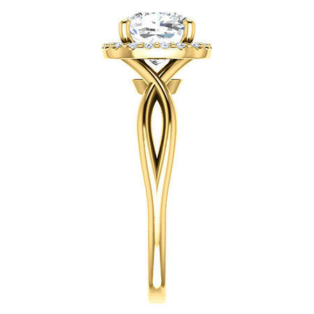 Cushion Moissanite Infinity Halo Cathedral Engagement Ring
