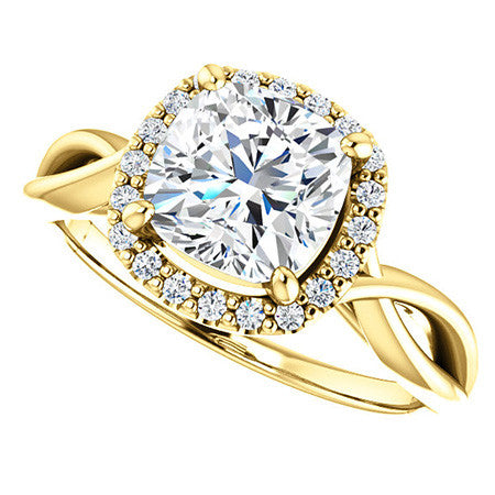 Cushion Moissanite Infinity Halo Cathedral Engagement Ring