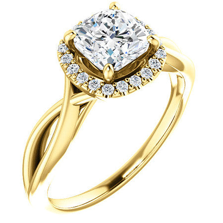 Cushion Moissanite Infinity Halo Cathedral Engagement Ring