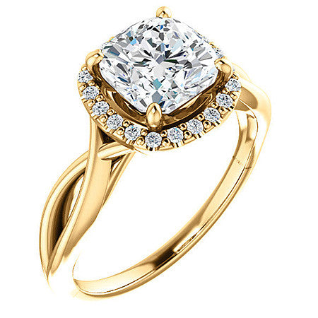 Cushion Moissanite Infinity Halo Cathedral Engagement Ring