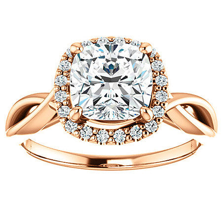 Cushion Moissanite Infinity Halo Cathedral Engagement Ring