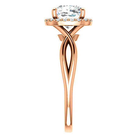 Cushion Moissanite Infinity Halo Cathedral Engagement Ring