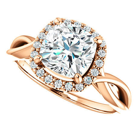 Cushion Moissanite Infinity Halo Cathedral Engagement Ring