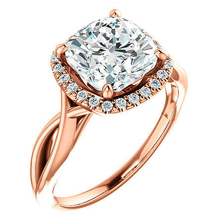 Cushion Moissanite Infinity Halo Cathedral Engagement Ring