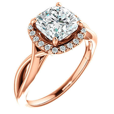 Cushion Moissanite Infinity Halo Cathedral Engagement Ring