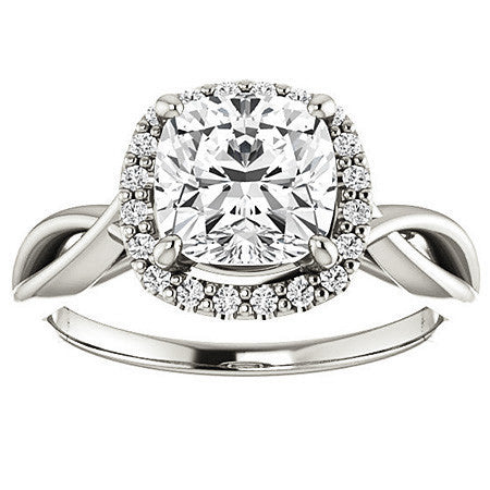 Cushion Moissanite Infinity Halo Cathedral Engagement Ring
