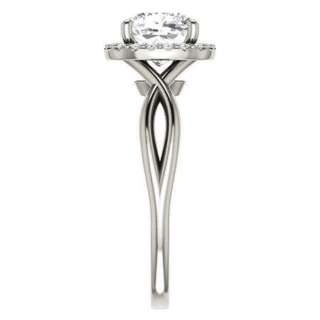 Cushion Moissanite Infinity Halo Cathedral Engagement Ring