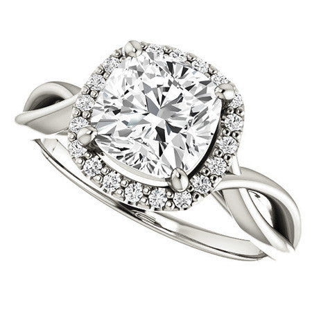 Cushion Moissanite Infinity Halo Cathedral Engagement Ring