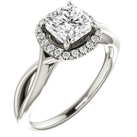 Cushion Moissanite Infinity Halo Cathedral Engagement Ring
