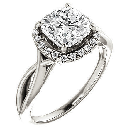 Cushion Moissanite Infinity Halo Cathedral Engagement Ring
