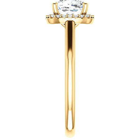 Cushion Moissanite Scroll Halo Engagement Ring
