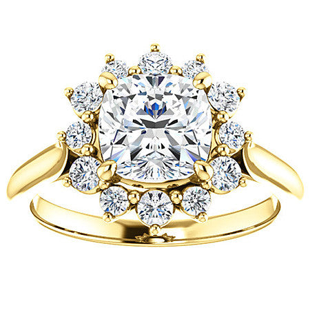 Cushion Moissanite Snowflake Halo Ring