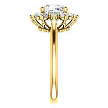 Cushion Moissanite Snowflake Halo Ring