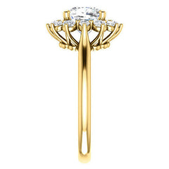 Cushion Moissanite Snowflake Halo Ring