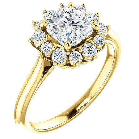 Cushion Moissanite Snowflake Halo Ring
