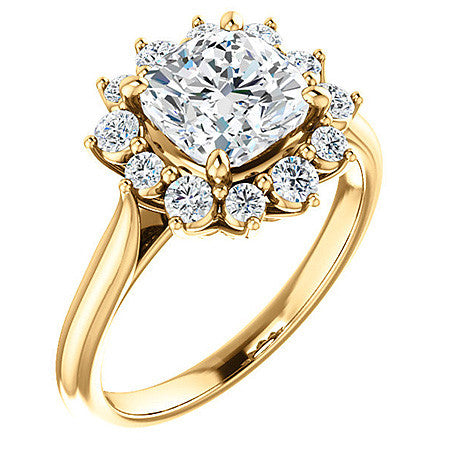 Cushion Moissanite Snowflake Halo Ring