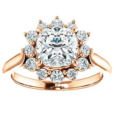 Cushion Moissanite Snowflake Halo Ring