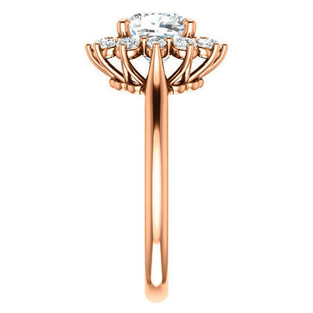 Cushion Moissanite Snowflake Halo Ring