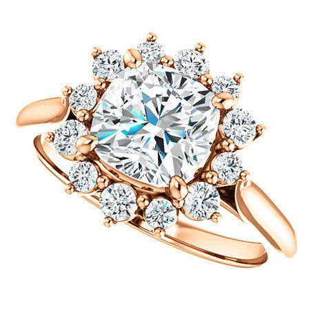 Cushion Moissanite Snowflake Halo Ring