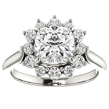 Cushion Moissanite Snowflake Halo Ring
