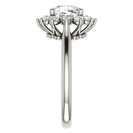 Cushion Moissanite Snowflake Halo Ring