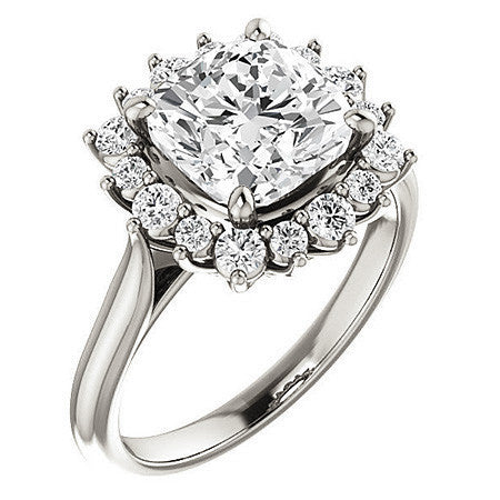 Cushion Moissanite Snowflake Halo Ring