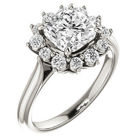 Cushion Moissanite Snowflake Halo Ring