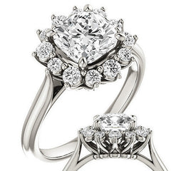 Cushion Moissanite Snowflake Halo Ring