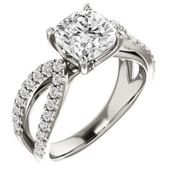 Cushion Moissanite Infinity Style Engagement Ring