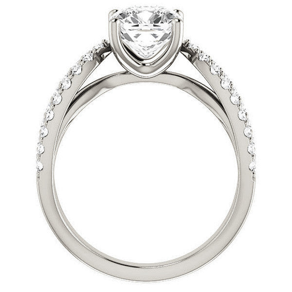 Cushion Moissanite Infinity Style Engagement Ring