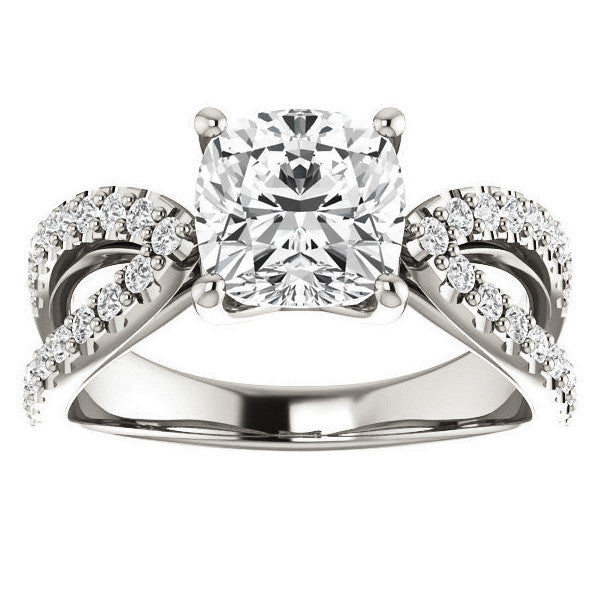 Cushion Moissanite Infinity Style Engagement Ring