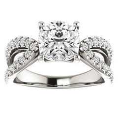 Cushion Moissanite Infinity Style Engagement Ring