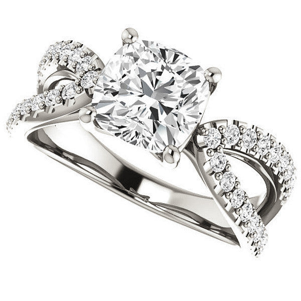 Cushion Moissanite Infinity Style Engagement Ring