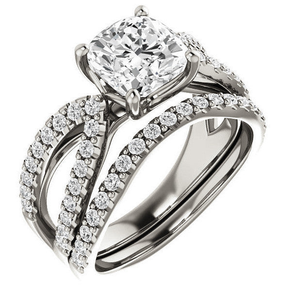 Cushion Moissanite Infinity Style Engagement Ring