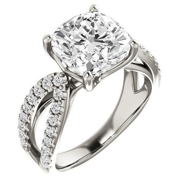 Cushion Moissanite Infinity Style Engagement Ring