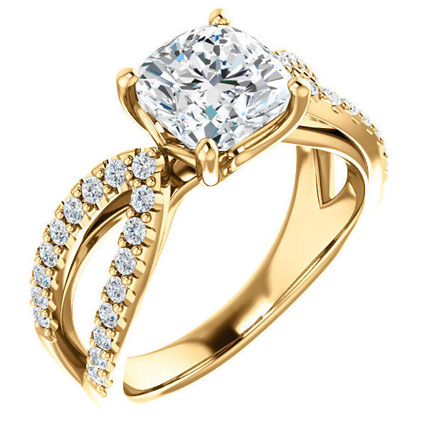 Cushion Moissanite Infinity Style Engagement Ring